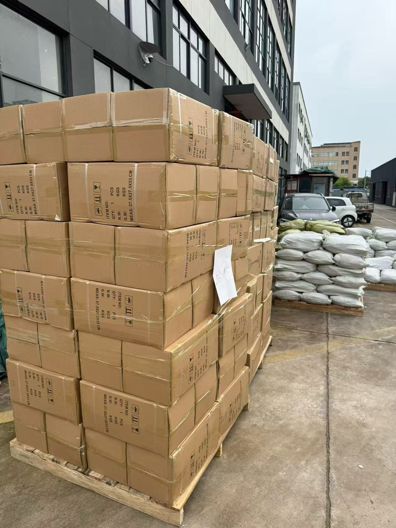 Packed cartons prepared for shipment